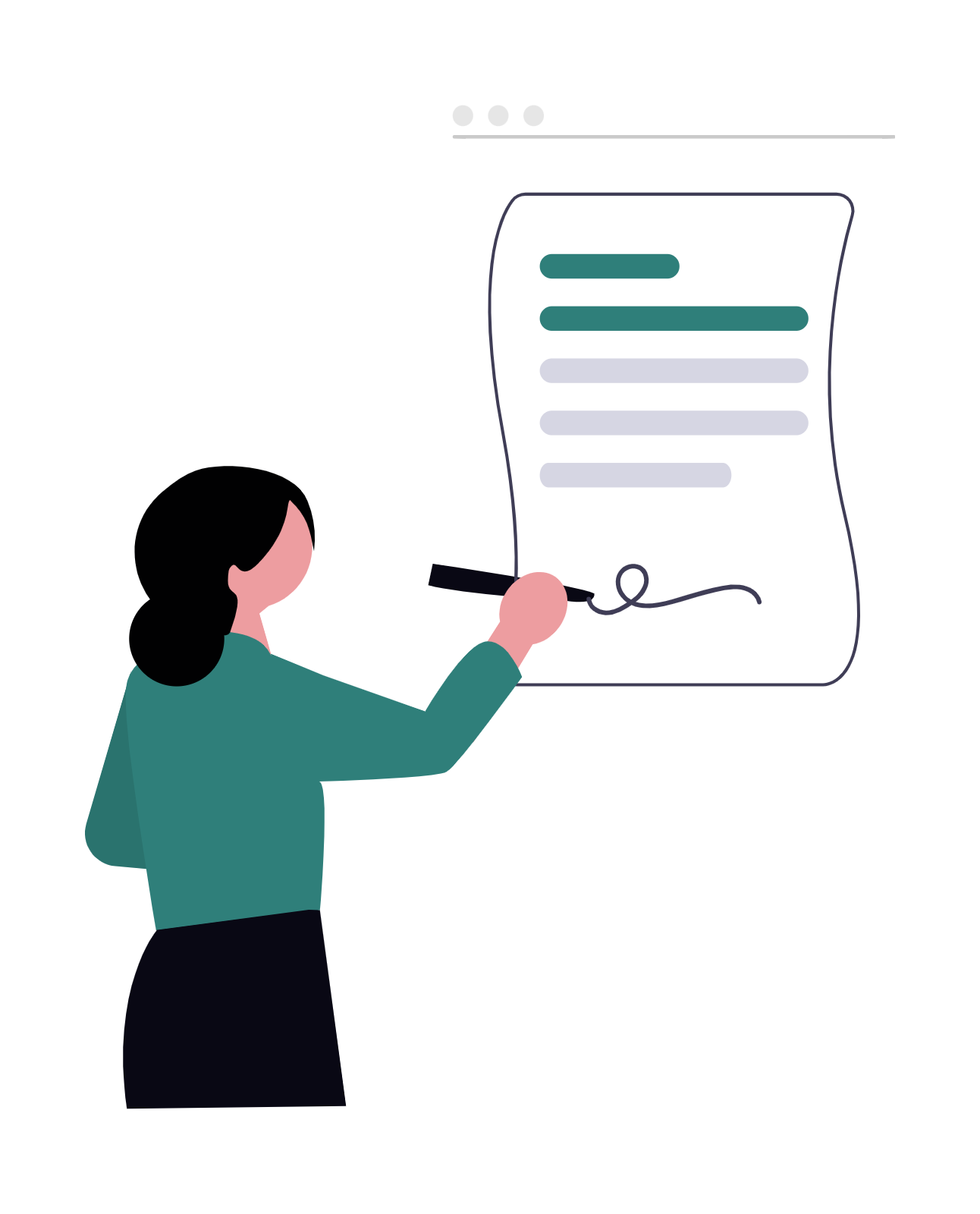 Client signing a contract